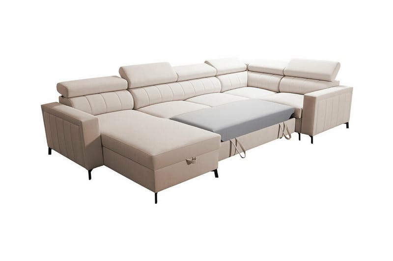 Galbally 5-sits Hörnbäddsoffa Light pink - Møbler - Sofaer - Sovesofaer
