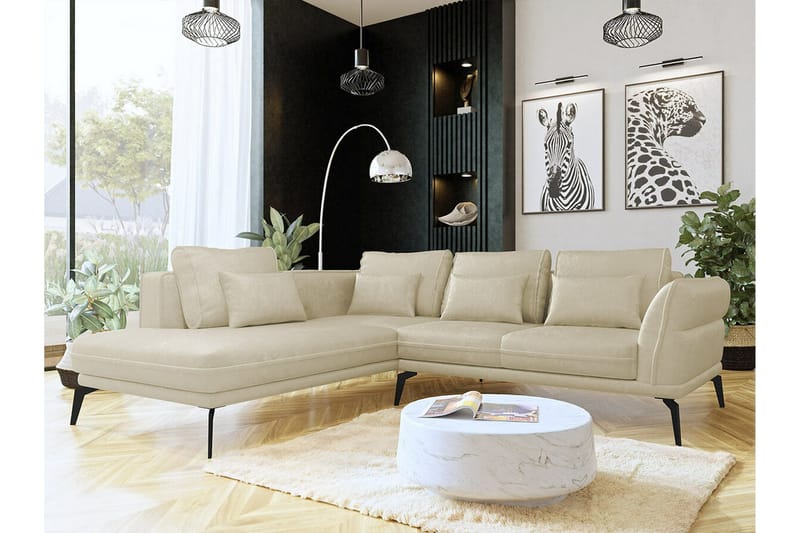 Graystone 4-sits Hörnbäddsoffa Beige/Light beige - Møbler - Sofaer - Sofa med sjeselong - 4 seters sofa med divan