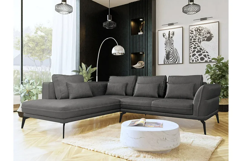 Graystone 4-sits Hörnbäddsoffa Dark grey - Møbler - Sofaer - Sofa med sjeselong - 4 seters sofa med divan