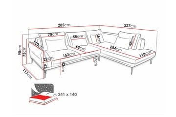 Graystone 4-sits Hörnbäddsoffa Light grey/Dark grey - Møbler - Sofaer - Sofa med sjeselong - 4 seters sofa med divan