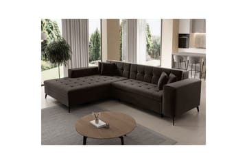 Hjørnesofa Eltap Solange 292x196x84 cm - Mat Velvet 29, Mørk brun, Venstre - Møbler - Sofaer - Sovesofaer