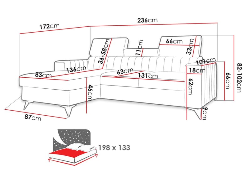 hjørnesofa Hjørnesofa MILANO DM Flow 17 Venstre - Møbler - Sofaer - Sovesofaer