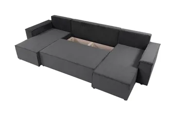 Hobson Sovesofa med Dobbel Sjeselong 4-seter i Plysj - Brun - Møbler - Sofaer - Sovesofaer