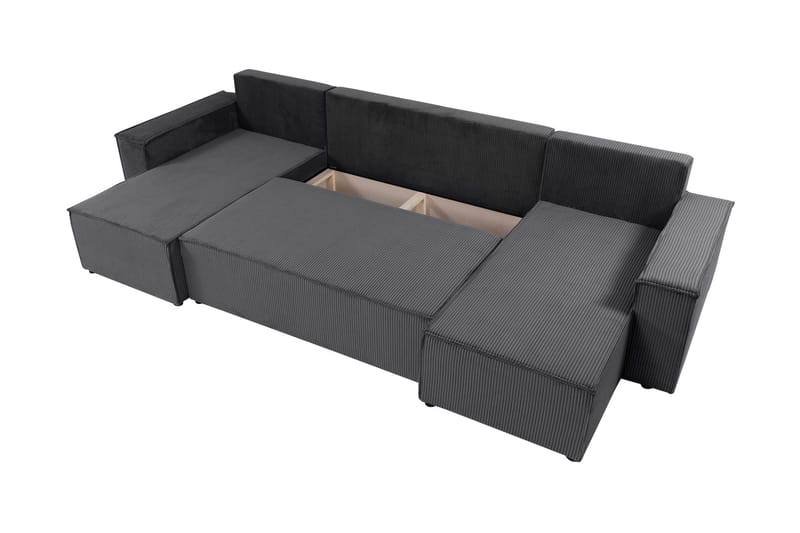 Hobson Sovesofa med Dobbel Sjeselong 4-seter i Plysj - Brun - Møbler - Sofaer - Sovesofaer