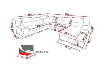 Kahundji Hjørnesovesofa - Møbler - Sofaer - Sovesofaer