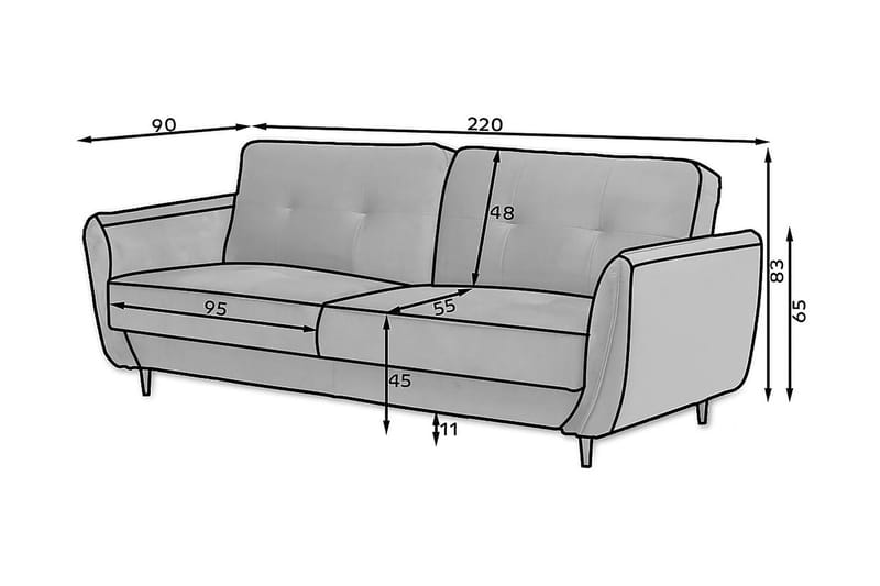 Katsuya Sovesofa 3-seters - Svart - Møbler - Sofaer - Sovesofaer