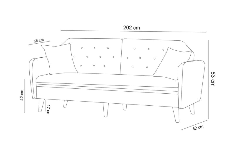 Keena Sovesofa 3-seter - Grå - Møbler - Sofaer - Sovesofaer