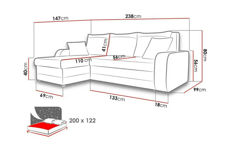 Kintore 3-seters hjørnesovesofa - Møbler - Sofaer - Sovesofaer
