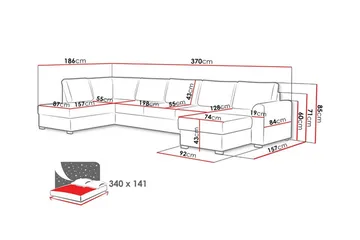 Kintore 6-seters hjørnesovesofa - Møbler - Sofaer - Sovesofaer