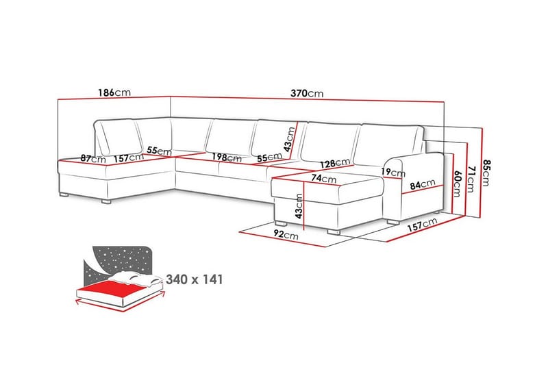 Kintore 6-seters hjørnesovesofa - Møbler - Sofaer - Sovesofaer