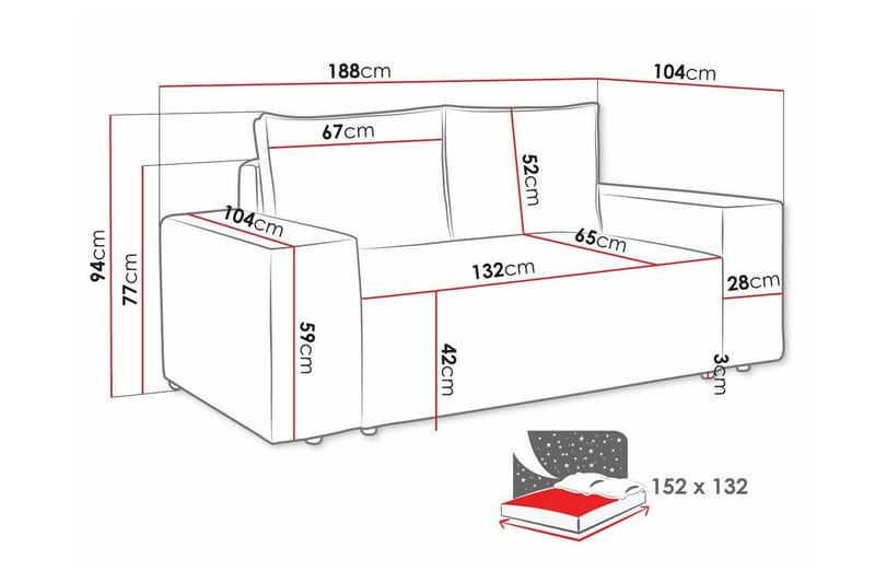 Knocklong 2-seters Sovesofa - Blå - Møbler - Sofaer - Sovesofaer