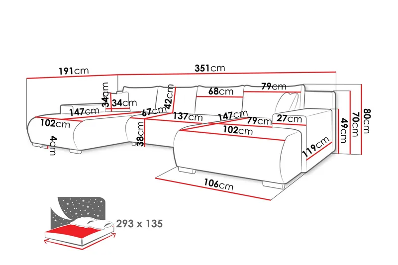 Krysen Sovesofa Dubbeldivan 4-sits - Brun - Møbler - Sofaer - Sovesofaer