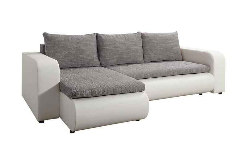 Lecanto 3-seters Sovesofa med Divan, Kunstlær/Grå/Hvit