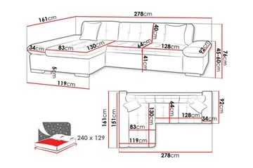 Lomux 3-seters hjørnesovesofa - Møbler - Sofaer - Sovesofaer