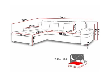 Naoma 3-seters hjørnesovesofa - Møbler - Sofaer - Sovesofaer