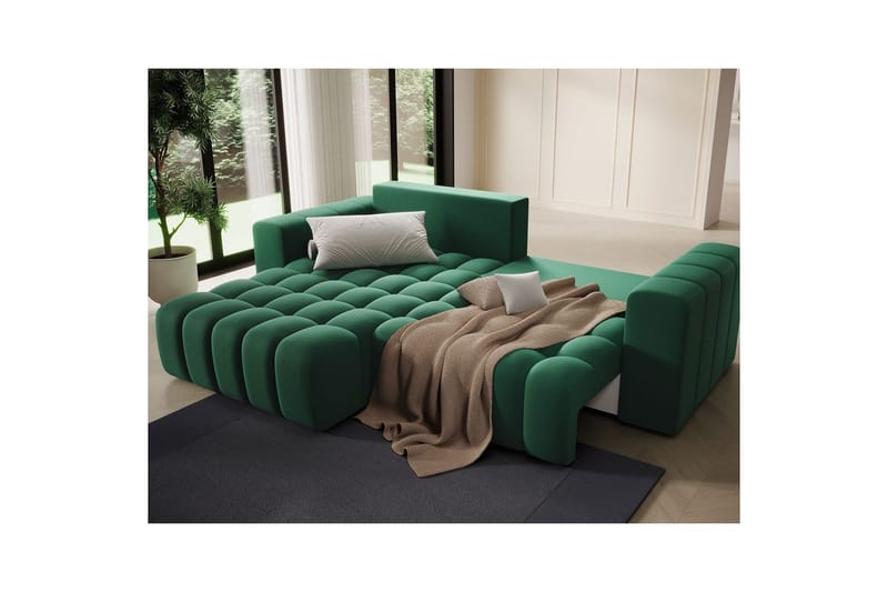 Seksjon Eltap Bonett 250x175x92 cm - Kronos 19, Mørk grønn, Venstre - Møbler - Sofaer - Sovesofaer