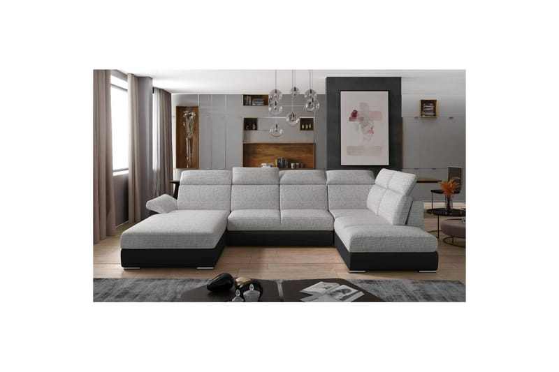 Seksjon Eltap Evanell 336x211x102 cm - Berlin 01, Soft 11, Grå, Svart, Venstre - Møbler - Sofaer - Sovesofaer