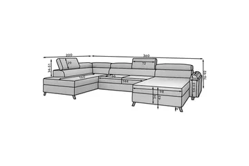 Seksjon Eltap Josette 360x200x92 cm - Kronos 19, Mørk Grønn, Høyre - Møbler - Sofaer - Sovesofaer