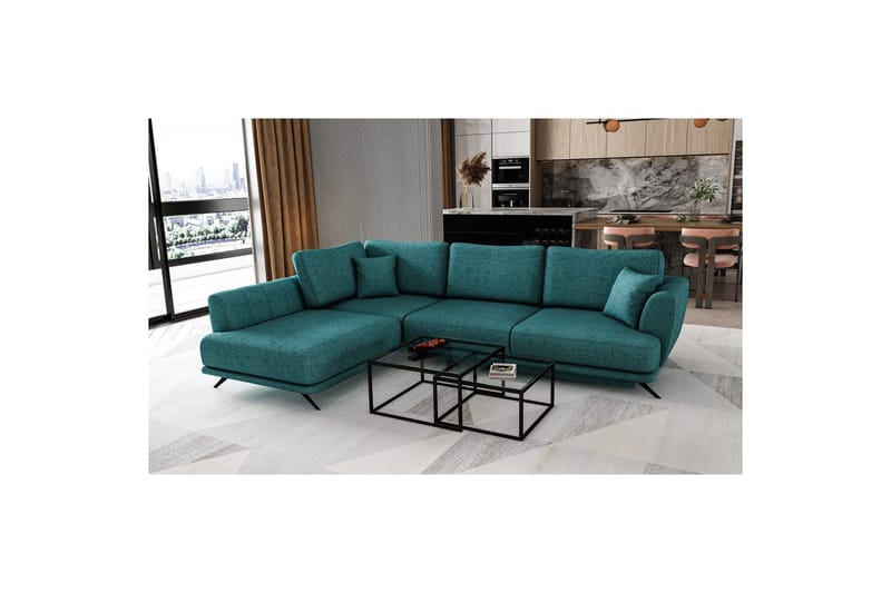Seksjon Eltap Larde 286x191x90 cm - Borneo 38, Grønn, Venstre - Møbler - Sofaer - Sovesofaer