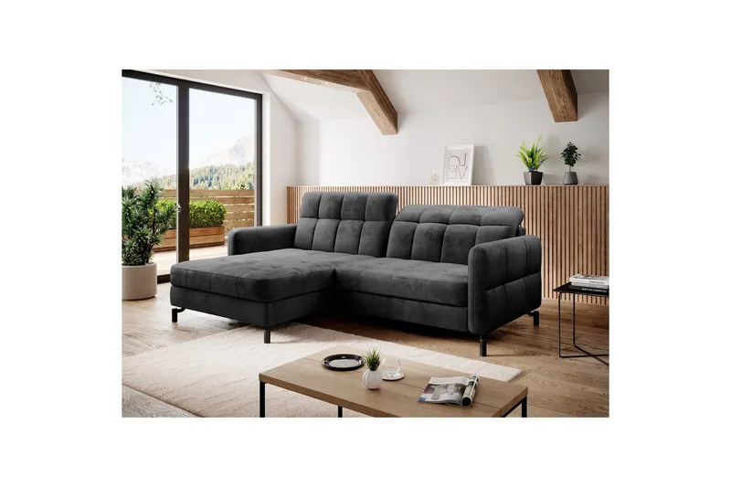 Seksjon Eltap Lorelle 225x160x105 cm - Monolith 97, Mørk Grå, Venstre - Møbler - Sofaer - Sovesofaer