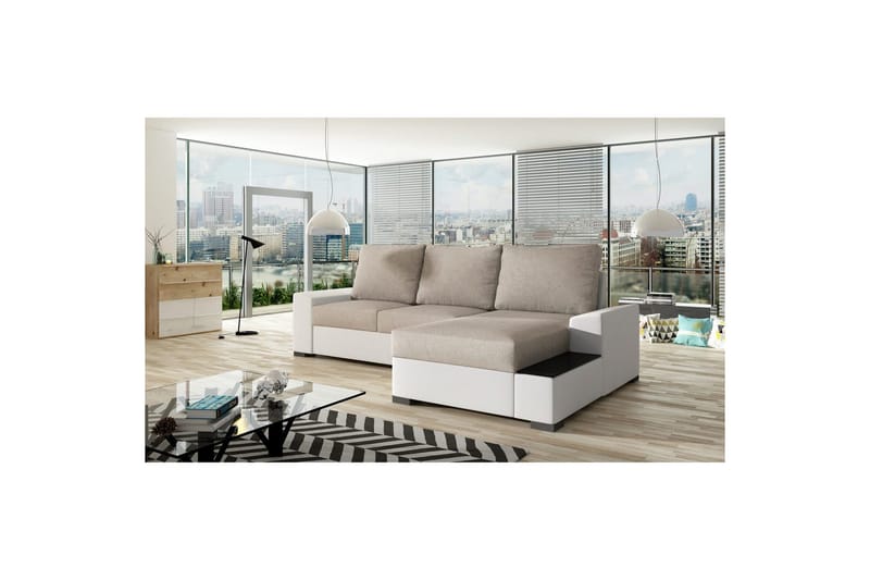Seksjon Eltap Negro 245x165x90 cm - Dora 21, Soft 17, Beige, Hvit, Høyre - Møbler - Sofaer - Sovesofaer