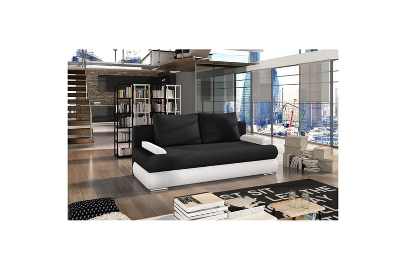 Sofa Eltap Milo 213x95x90 cm - Soft 11, Soft 17, Svart, Hvit - Møbler - Sofaer - Sovesofaer