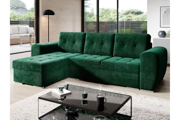 Sovesofa med divan - Grønn - Møbler - Sofaer - Sovesofaer