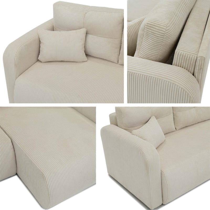 Toren sovesofa med oppbevaring og divan høyre - Beige - Møbler - Sofaer - Sovesofaer