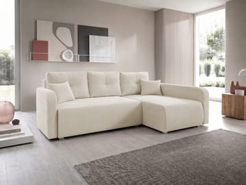 Toren sovesofa med oppbevaring og divan høyre - Beige - Møbler - Sofaer - Sovesofaer