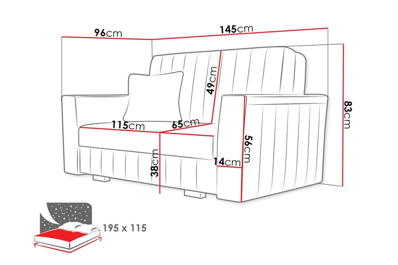 Upperud Sofa - Rosa - Møbler - Sofaer - Sovesofaer
