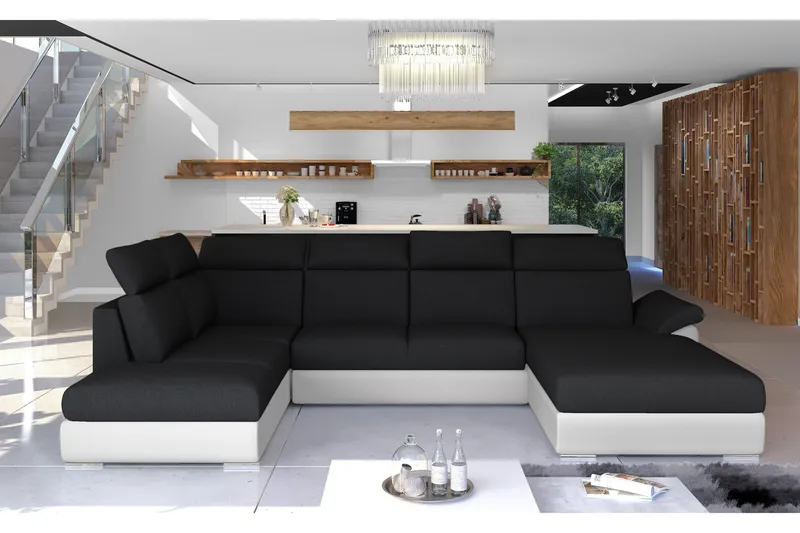 Zoana Sovesofa med Dobbeldivan, Svart/Hvit