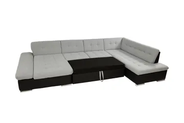 Zumar Sovesofa med Sjeselong og Dobbel Sjeselong 4-seter i Kunstlær - Hvit / Grå - Møbler - Sofaer - Sovesofaer