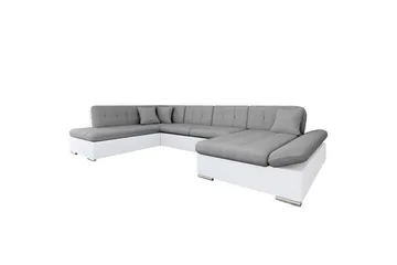 Zumar Sovesofa med Sjeselong og Dobbel Sjeselong 4-seter i Kunstlær - Hvit / Grå - Møbler - Sofaer - Sovesofaer