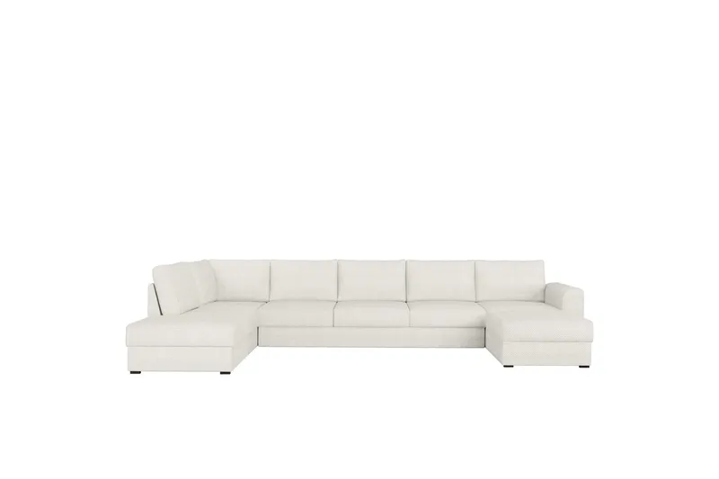 Taberk Sofa med Sjeselong og Divan 5-seter, Hvit