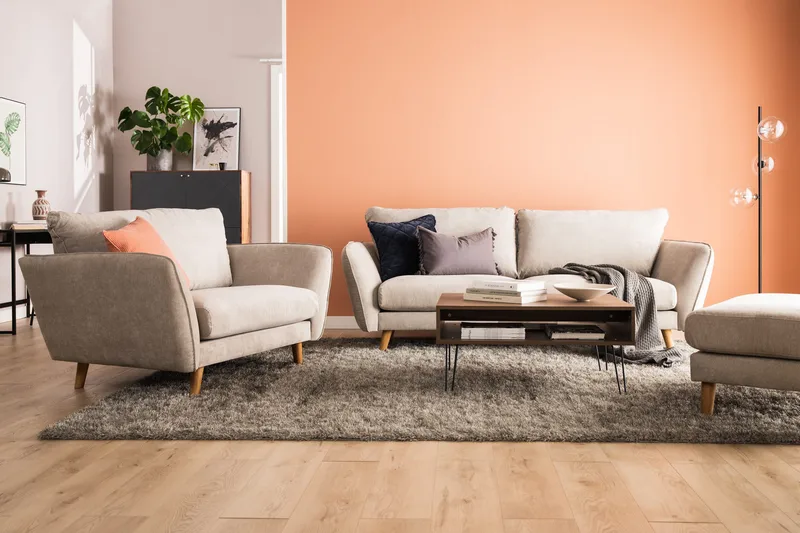 Trend Lyx 3-seters Stoffsofa - Beige - Møbler - Sofaer - Sofa 3 seter