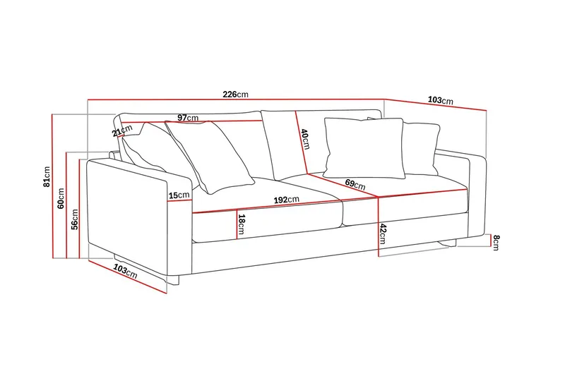 Valencia ekstra dyp 3-seters sofa - Offwhite - Møbler - Sofaer - Sofa 3 seter