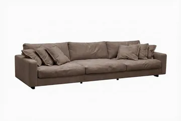 Valencia sofagruppe ekstra dyp 5-seters sofa + fotskammel i chenille - Mørk brun - Møbler - Sofaer - Hjørnesofa