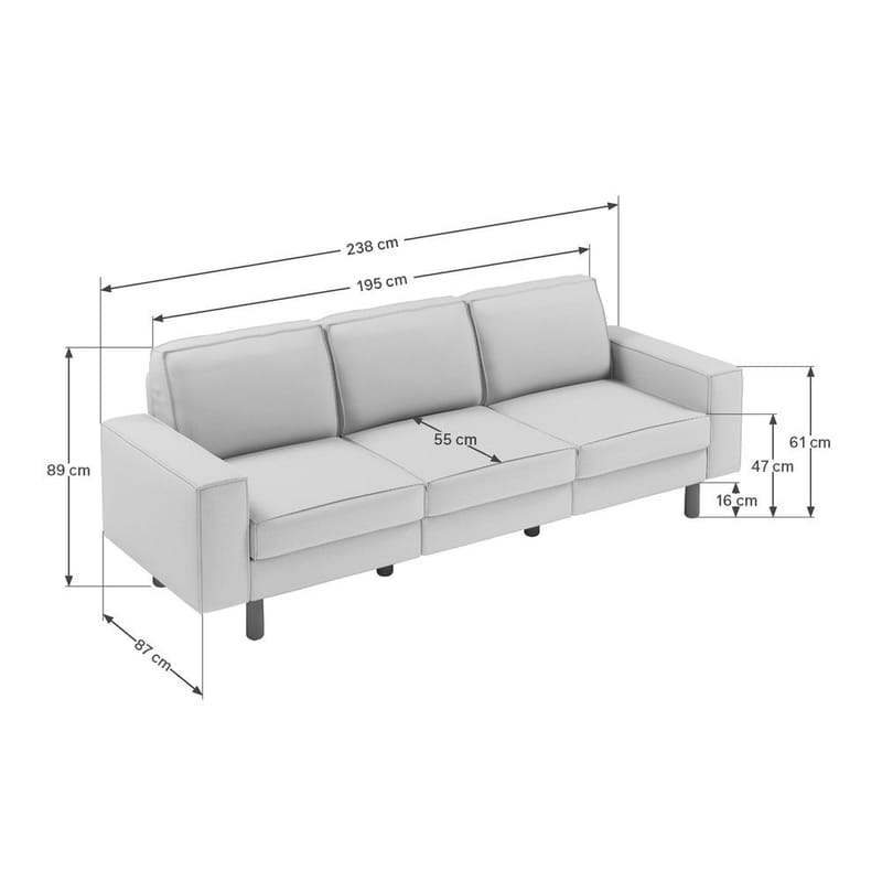 Vilsa 3-seters sofa - Rød - Møbler - Sofaer - Fløyel sofaer