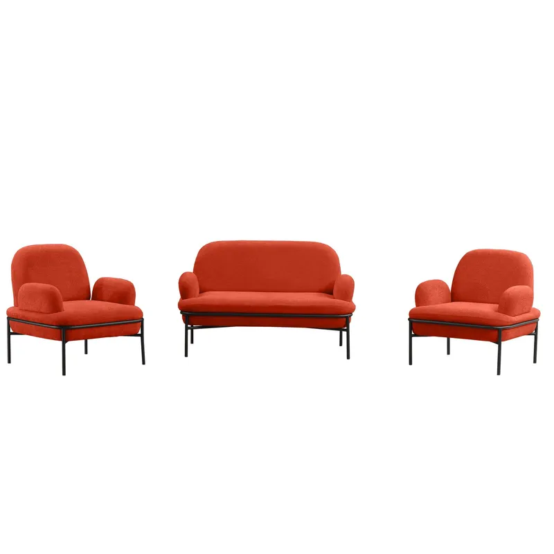 Zyricus sofagruppe 2-seters sofa + 2 lenestoler Teddy, Teglrød