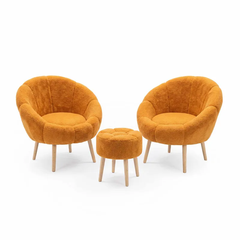 Ørelappstol- og puffsett (3 deler) Atelier Del Sofa Lida Wellsoft (75 x 100 x 42 cm) Oransje