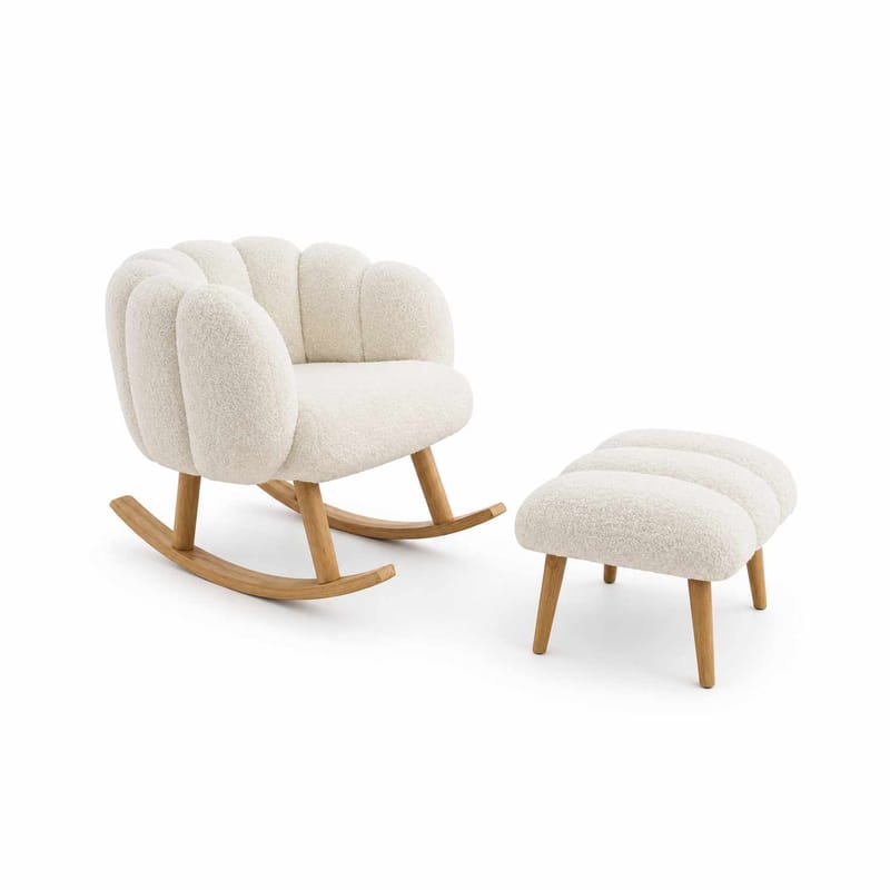 Ørelappstol- og puffesett (2 deler) Atelier Del Sofa Lotus (70 x 94 x 42 cm) Hvit