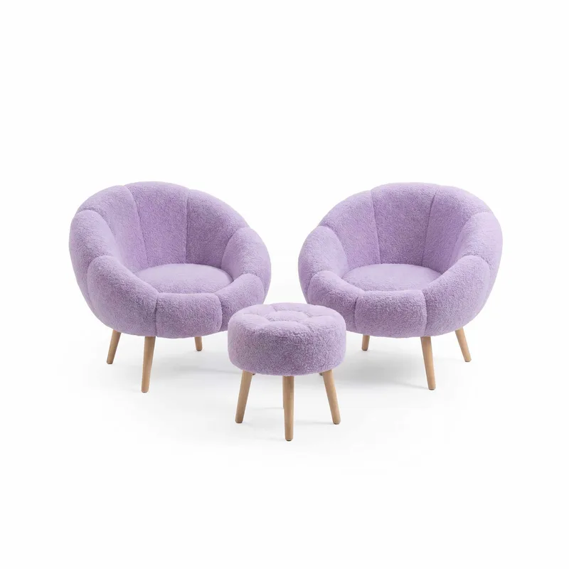 Ørelappstol- og puffsett (3 deler) Atelier Del Sofa Lida Wellsoft (75 x 100 x 42 cm) Syrin