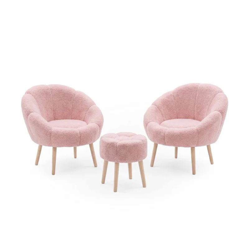 Ørelappstol- og puffsett (3 deler) Atelier Del Sofa Lida Wellsoft (75 x 100 x 42 cm) Rosa
