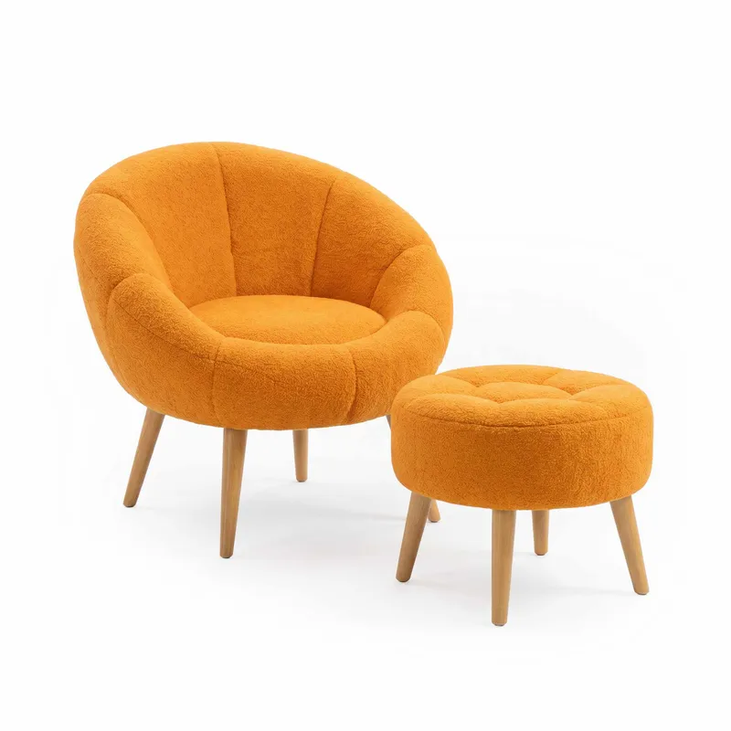 Ørelappstol- og puffesett (2 deler) Atelier Del Sofa Lida (75 x 100 x 42 cm) Oransje
