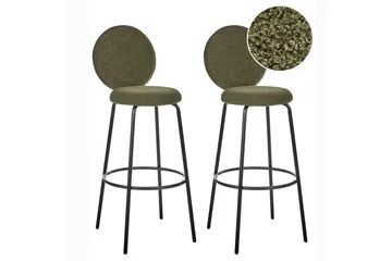 Barstol Beliani Emery set om 2 Beige-Svart Dark green - Møbler - Stoler & lenestoler - Barstoler
