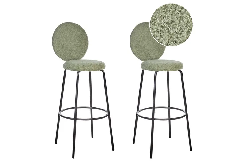 Barstol Beliani Emery set om 2 Beige-Svart Light green