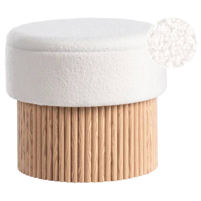 Puff Richey - Off-White - Møbler - Stoler & lenestoler - Krakk - Puff - Sittepuff med oppbevaring