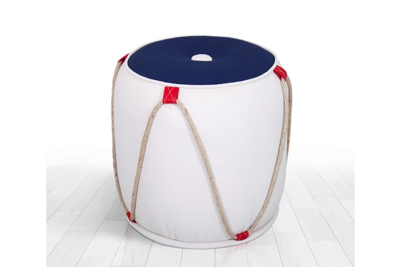 Redlands Sittepuff 42 cm - Hvit/Rød - Møbler - Stoler & lenestoler - Krakk - Puff