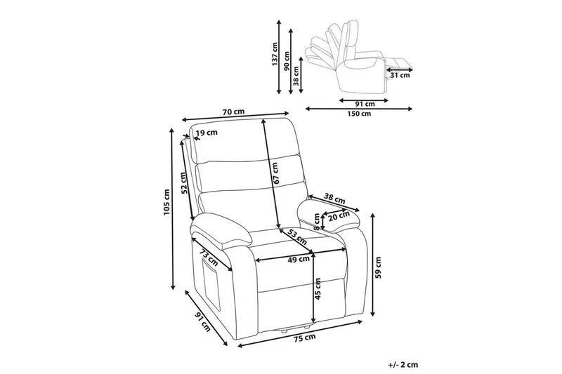 Elektrisk reclinerstol Rise Beige - Beige - Møbler - Stoler & lenestoler - Lenestoler - Recliner & kinostol