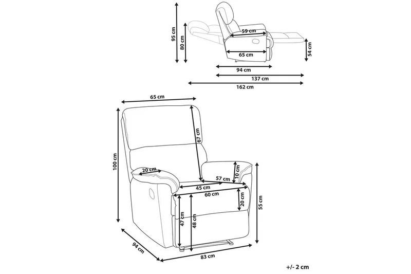 Reclinerstol Everton - Grå - Møbler - Stoler & lenestoler - Lenestoler - Recliner & kinostol